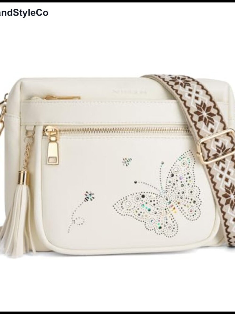 Vegan Leather Butterfly Crossbody Purse Shoulder Bag with Tassel